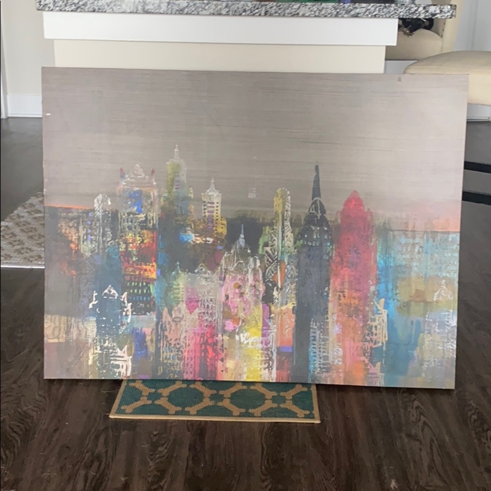 World market skyline painting